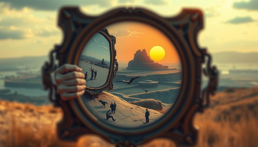 An intricate illustration of the definition of irony, captured through a Sony A7R IV lens with a 70mm focal length. The foreground depicts a juxtaposition of contrasting elements, such as a solemn figure holding a mirror that reflects a whimsical scene, symbolizing the duality inherent in irony. The middle ground showcases a layered landscape, where unexpected twists and turns challenge the viewer's perception. In the background, a polarized filter casts a warm, contemplative glow, evoking a sense of wisdom and insight. This sharply defined and clearly focused image aims to encapsulate the essence of irony, striking a balance between satire and enlightenment. An intricate illustration of the definition of irony, captured through a Sony A7R IV lens with a 70mm focal length. The foreground depicts a juxtaposition of contrasting elements, such as a solemn figure holding a mirror that reflects a whimsical scene, symbolizing the duality inherent in irony. The middle ground showcases a layered landscape, where unexpected twists and turns challenge the viewer's perception. In the background, a polarized filter casts a warm, contemplative glow, evoking a sense of wisdom and insight. This sharply defined and clearly focused image aims to encapsulate the essence of irony, striking a balance between satire and enlightenment.